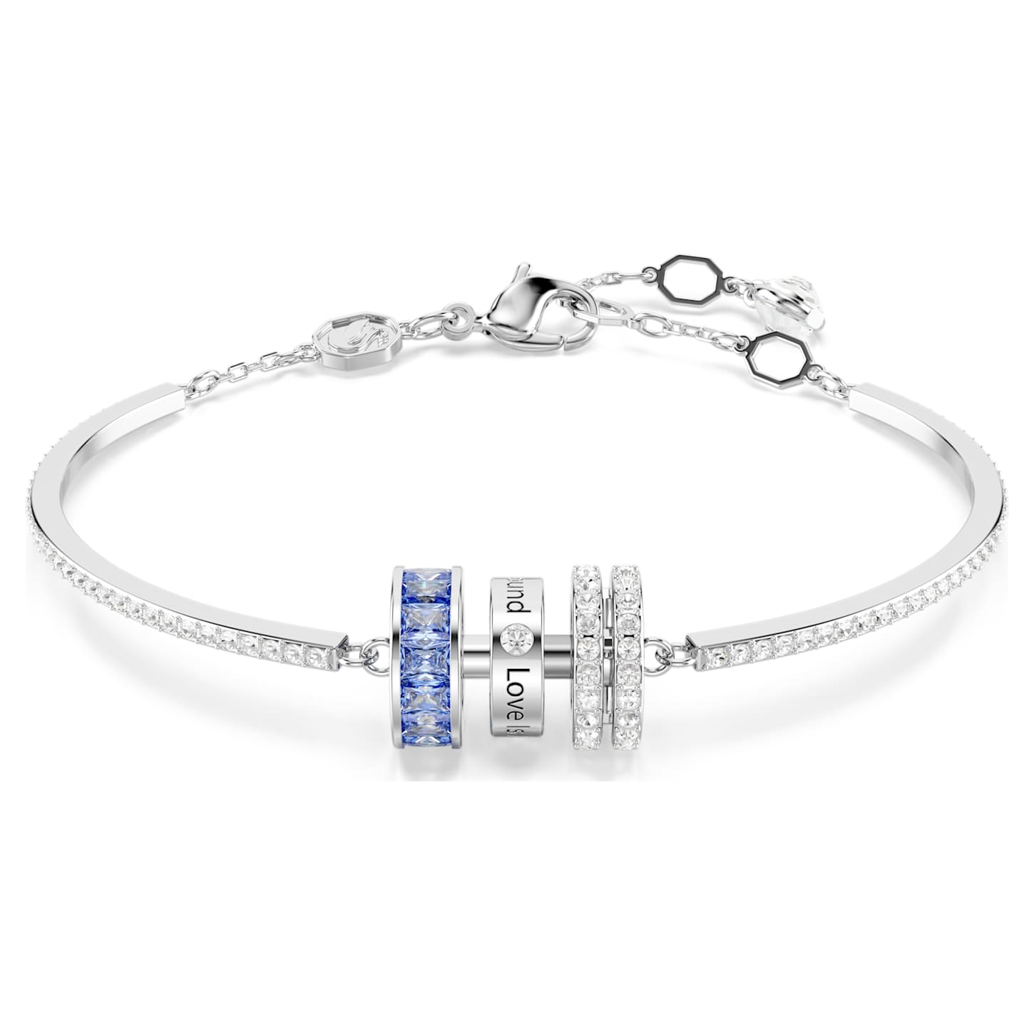 Connexus bracelet, Mixed cuts, `Love is around`, Blue, Rhodium plated